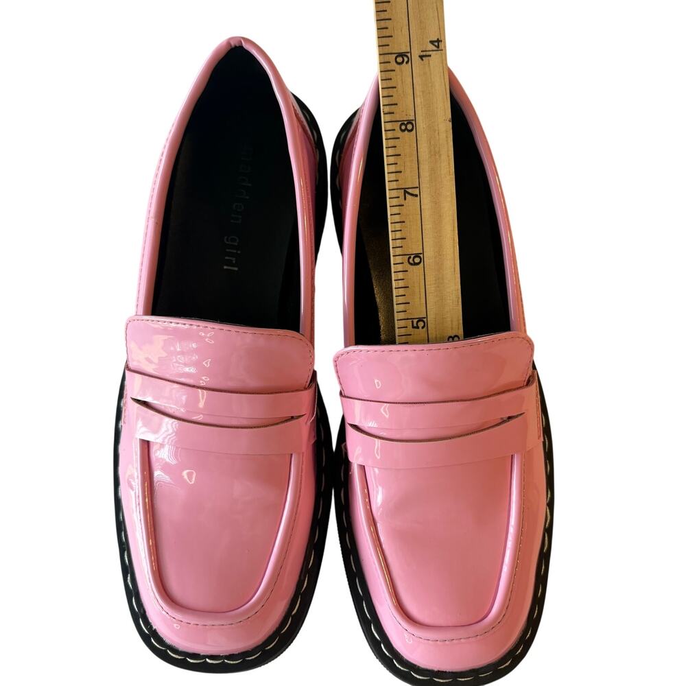 Madden Girl Pink Platform Chunky Penny Loafer Lug Sole Glossy Y2k Preppy 7.5 - Picture 11 of 11